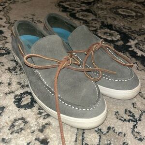 Suede Boat Shoes with Tan Laces